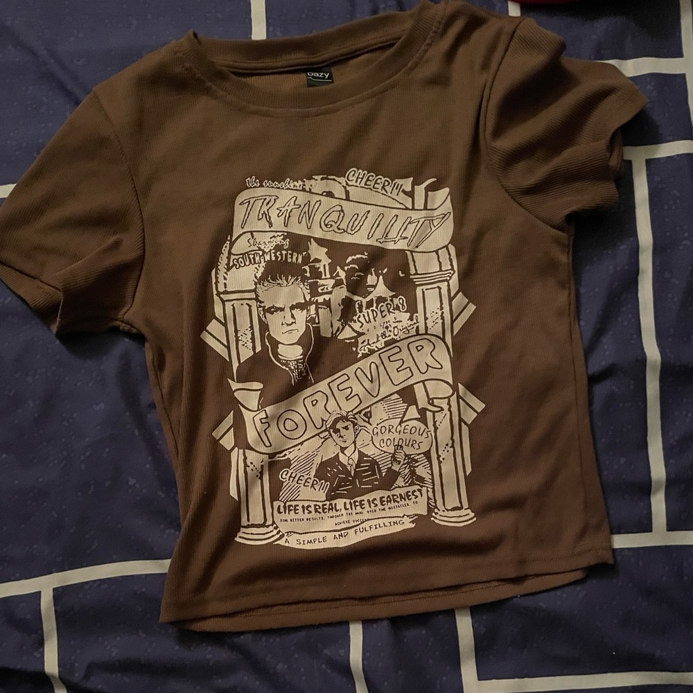 Brown Graphic Crop Top